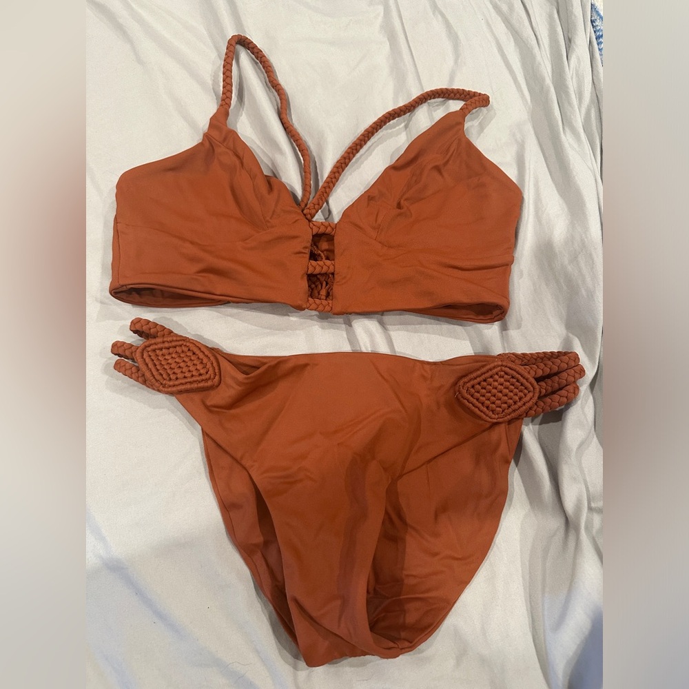 Tori Praver Swimwear Rust Braided Strap Bikini